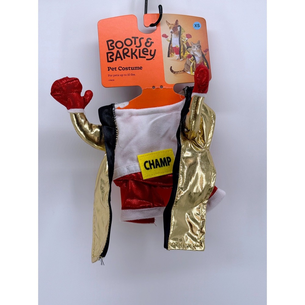 Boots & Barkley Boxer Pet Costume Gold Champ Robe Gloves Dog Cat XS